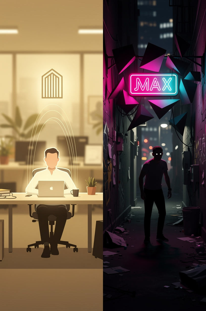 Иллюстрация, сравнивающая получение займа у работодателя (светлая, дружелюбная атмосфера) и микрозайма в МФО (темная, напряженная атмосфера).